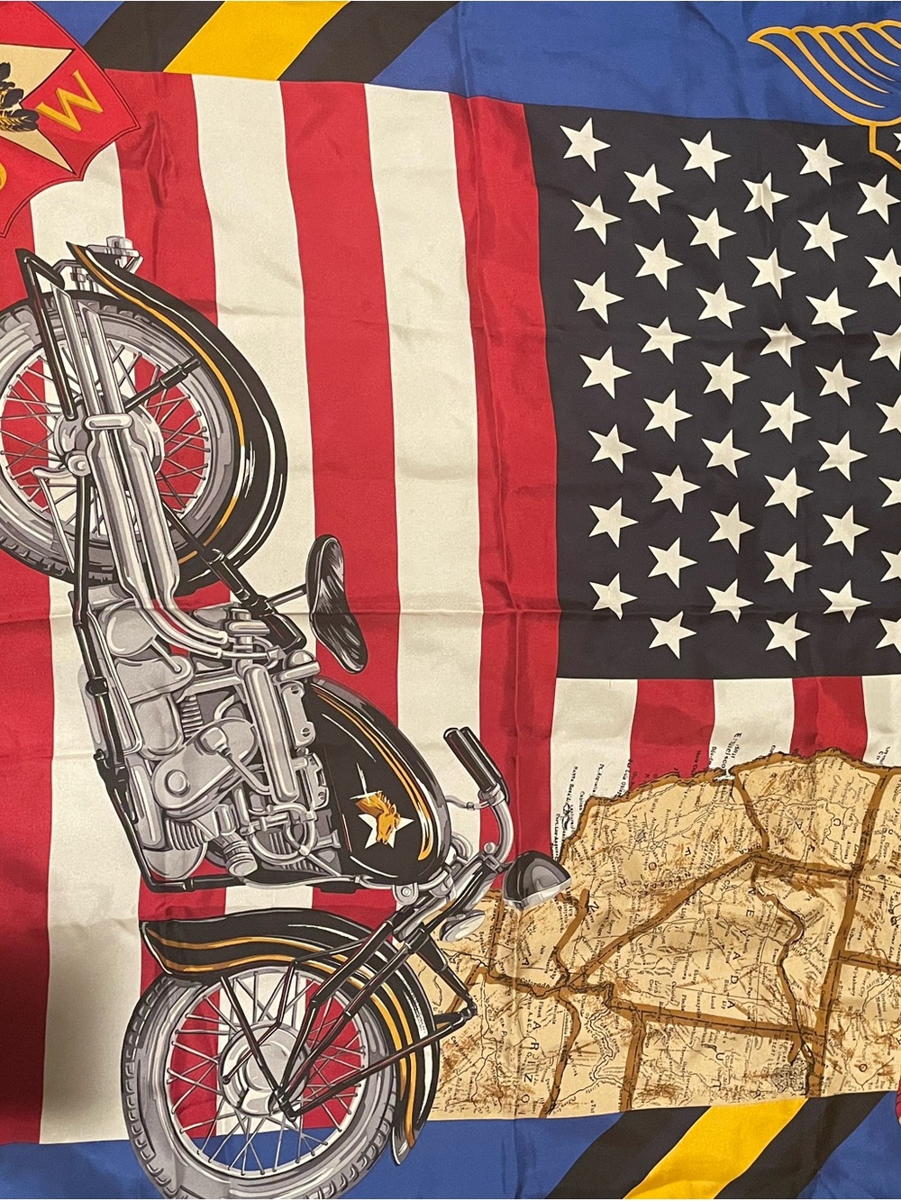 American Flag Motorcycle Throw Blanket - Patriotic Red, White & Blue